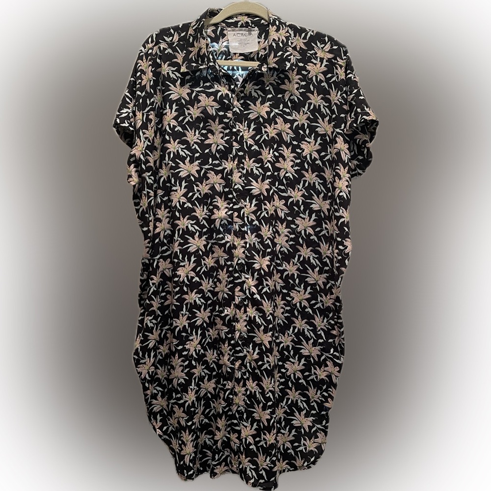 Acacia Swimwear Black and Cream Floral Dress
